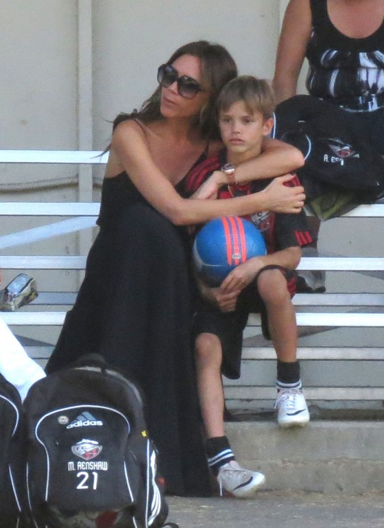 Victoria Beckham watches her kids soccer game