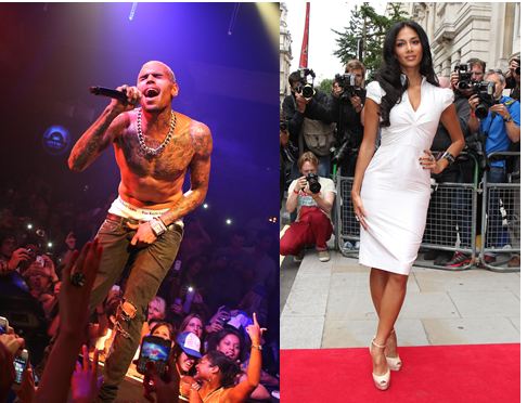 Nicole Scherzinger and Chris Brown kissing Supperclub