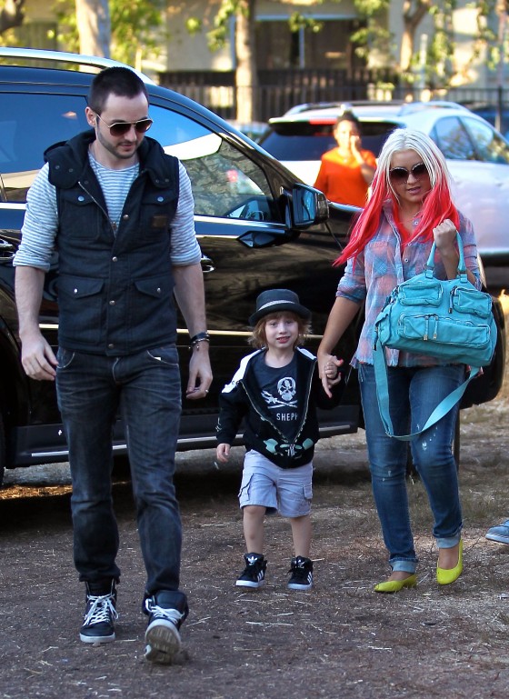 Christina Aguilera and son go to Pumpkin Patch