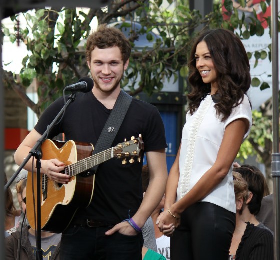 Phillip Phillips appears at an interview for Extra TV at the Grove