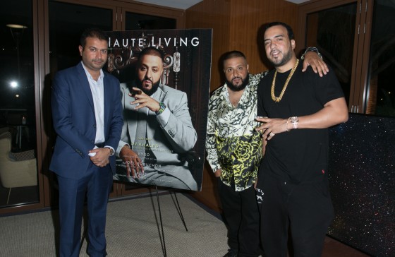 Kamal Hotchandani, DJ Khaled and French Montana attend Prestige Imports And Hublot Celebrate DJ Khaled Haute Living Cover Launch at Cipriani Downtown Miami on April 4, 2016 in Miami, Florida.