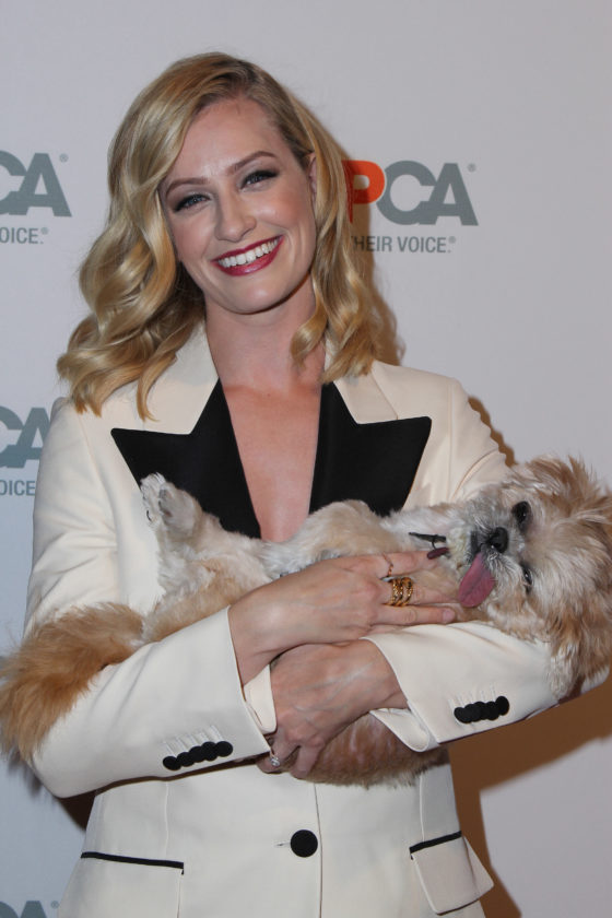 Beth Behrs and Marnie the Dog attend ASPCA's Los Angeles Benefit on October 20, 2016 in Bel Air, California.