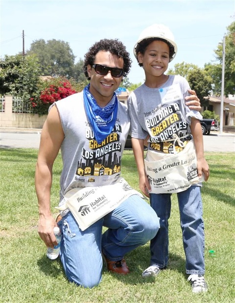 Corbin Bleu of High School Musical donates his time to help build homes with Habitat LA. 