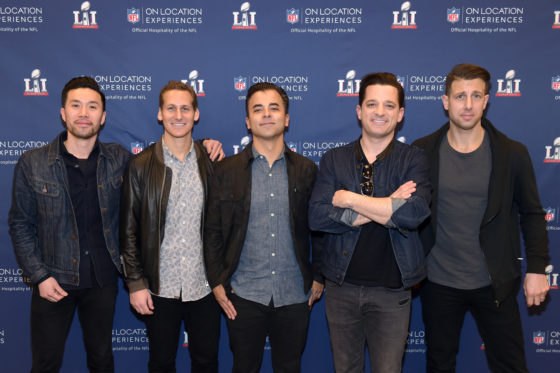 HOUSTON, TX - FEBRUARY 05: (L-R) Recording artists Richard On, Chris Culos, Benj Gershman, Marc Roberge, and Jerry DePizzo of O.A.R. at On Location Experiences' Super Bowl LI Pre-Game Events at NRG on February 5, 2017 in Houston, Texas. 