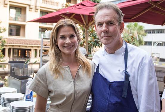 Ali Larter and Chef Thomas Keller at the LA Food Bowl’s Soiree Poulet Fried Chicken party at Bouchon Bistro Beverly Hills