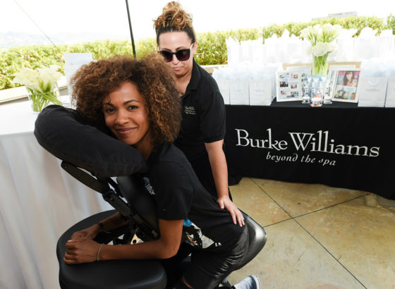 Erica Luttrell enjoying a massage provided by Burke Williams Day Spa