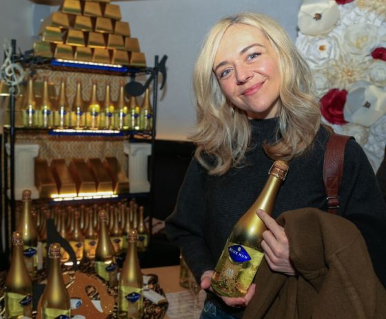 Grammy Winner Rachel Bay Jones enjoying her 24K Edition Blue Nun Sparling Wine
