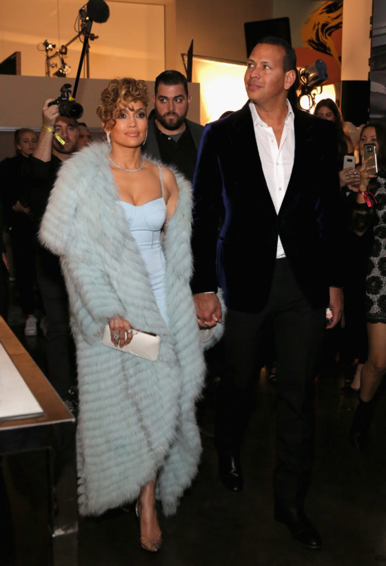 LOS ANGELES, CA - JANUARY 31: Jennifer Lopez and Alex Rodriquez at the Guess Spring 2018 Campaign Reveal starring Jennifer Lopez on January 31, 2018 in Los Angeles, California. 