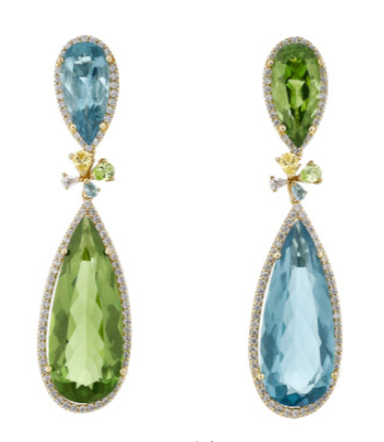 Anabela Chan lab-grown green and aquamarine tourmaline earrings